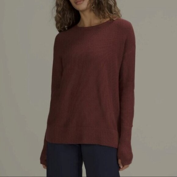 Lululemon Smokey Red Cashlu Crossover Back Sweater Size 8 - Picture 1 of 9